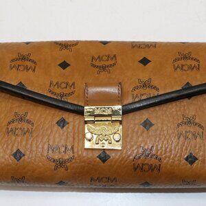 MCM Millie Visetos Medium Leather Crossbody - Brown/Black